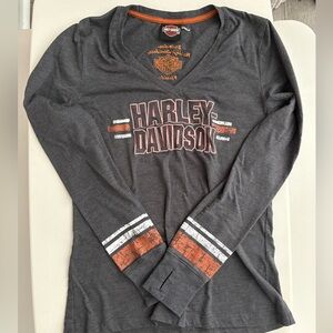 Harley-Davidson Women’s Charcoal V-Neck Long Sleeve